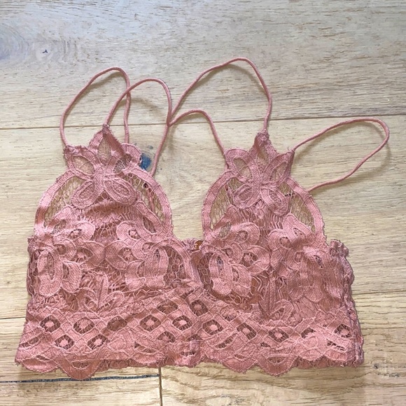 Free People Other - Free People Pink Peachy Lace Lingerie Bra- Small